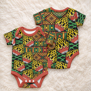 African Tribal Geometric Mixed Kanga Pattern Baby Onesie