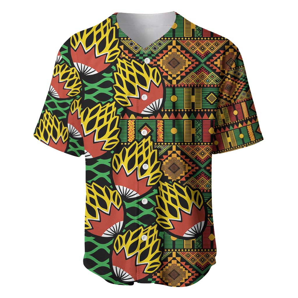 African Tribal Geometric Mixed Kanga Pattern Baseball Jersey