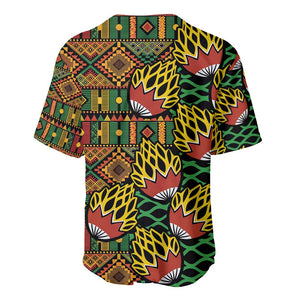 African Tribal Geometric Mixed Kanga Pattern Baseball Jersey