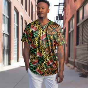 African Tribal Geometric Mixed Kanga Pattern Baseball Jersey