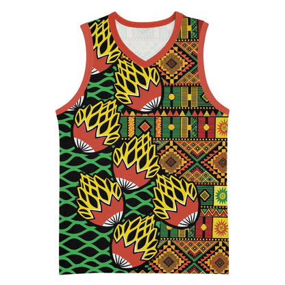 African Tribal Geometric Mixed Kanga Pattern Basketball Jersey LT9