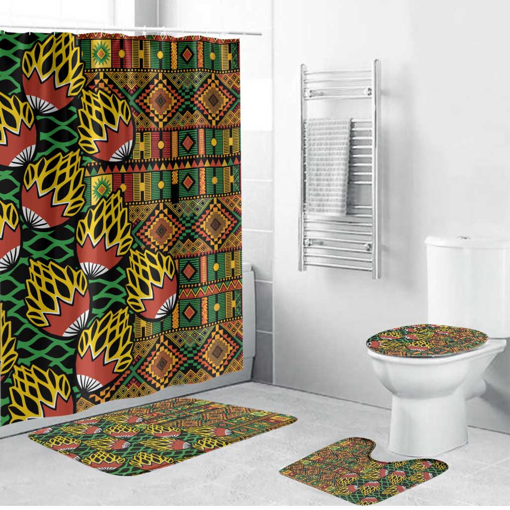 African Tribal Geometric Mixed Kanga Pattern Bathroom Set