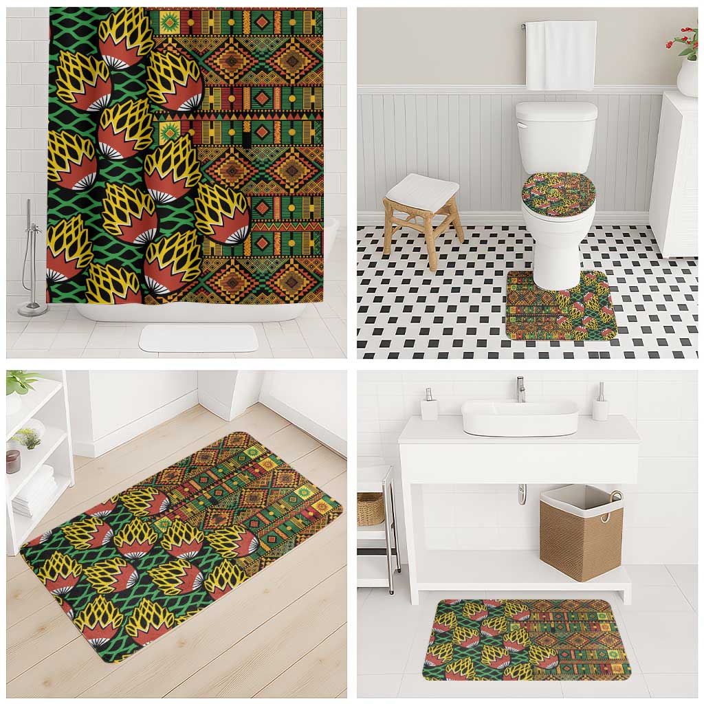 African Tribal Geometric Mixed Kanga Pattern Bathroom Set