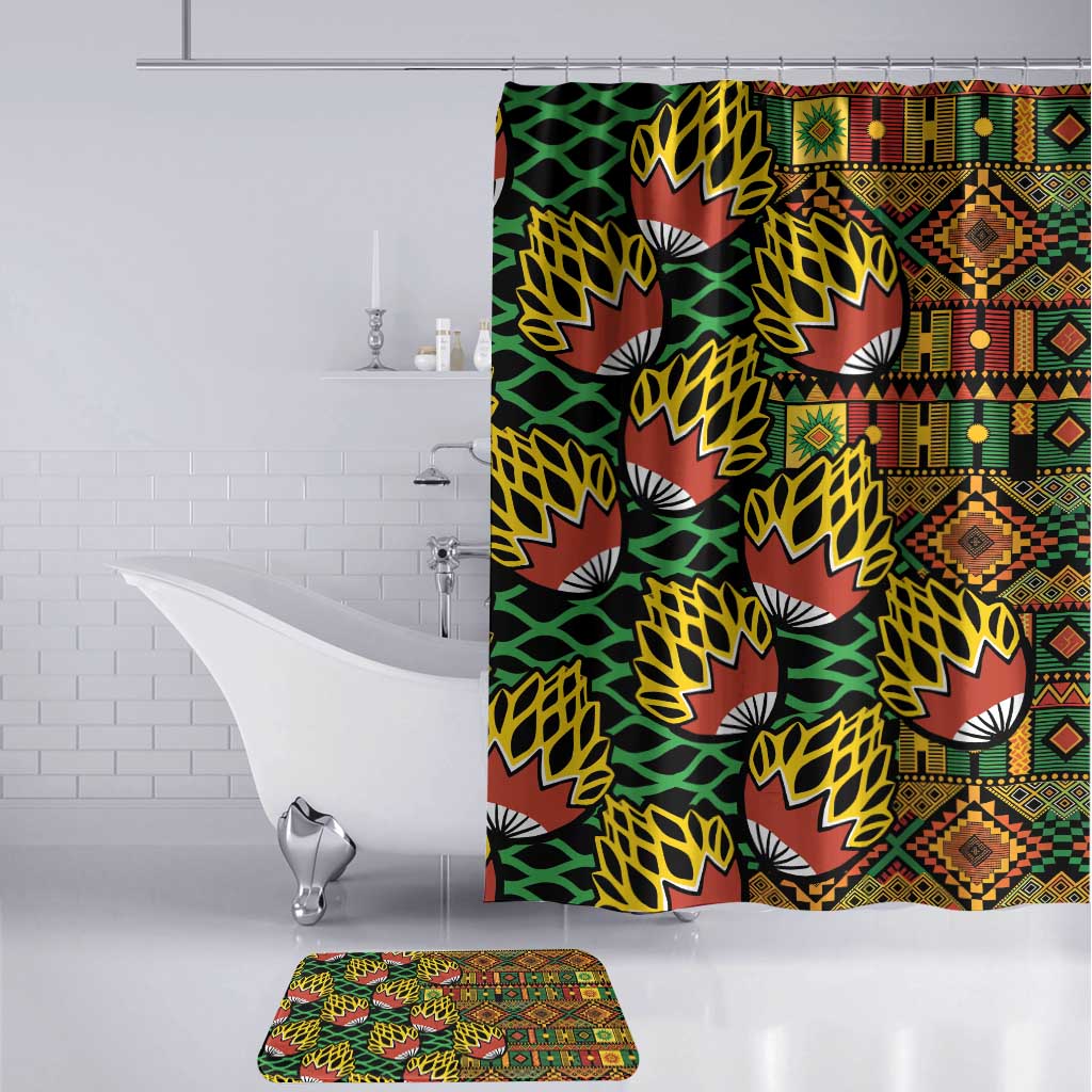 African Tribal Geometric Mixed Kanga Pattern Bathroom Set