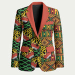 African Tribal Geometric Mixed Kanga Pattern Blazer