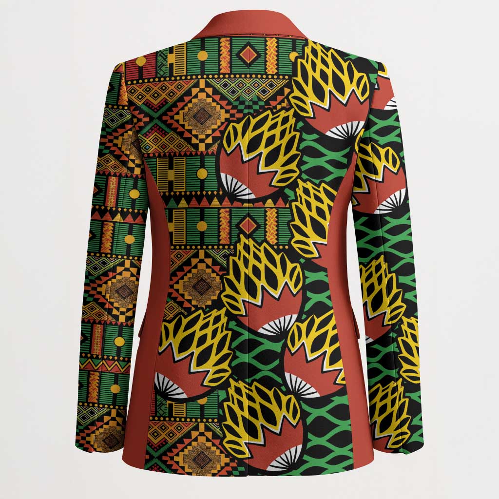 African Tribal Geometric Mixed Kanga Pattern Blazer