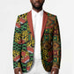 African Tribal Geometric Mixed Kanga Pattern Blazer