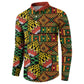African Tribal Geometric Mixed Kanga Pattern Button Sweatshirt
