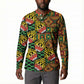 African Tribal Geometric Mixed Kanga Pattern Button Sweatshirt