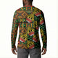 African Tribal Geometric Mixed Kanga Pattern Button Sweatshirt