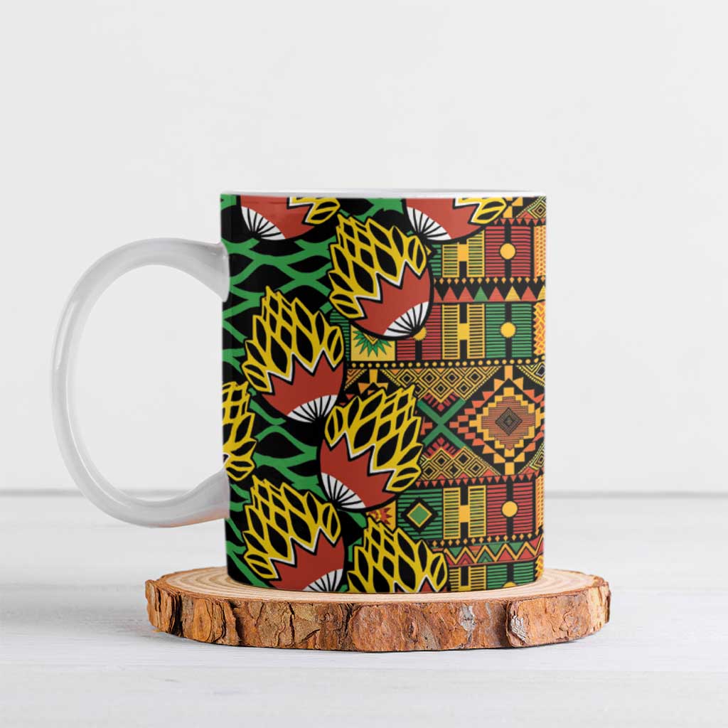African Tribal Geometric Mixed Kanga Pattern Ceramic Mug