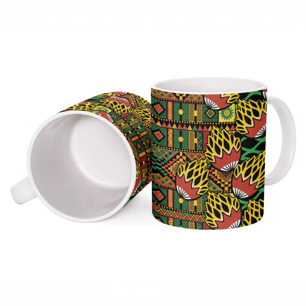 African Tribal Geometric Mixed Kanga Pattern Ceramic Mug