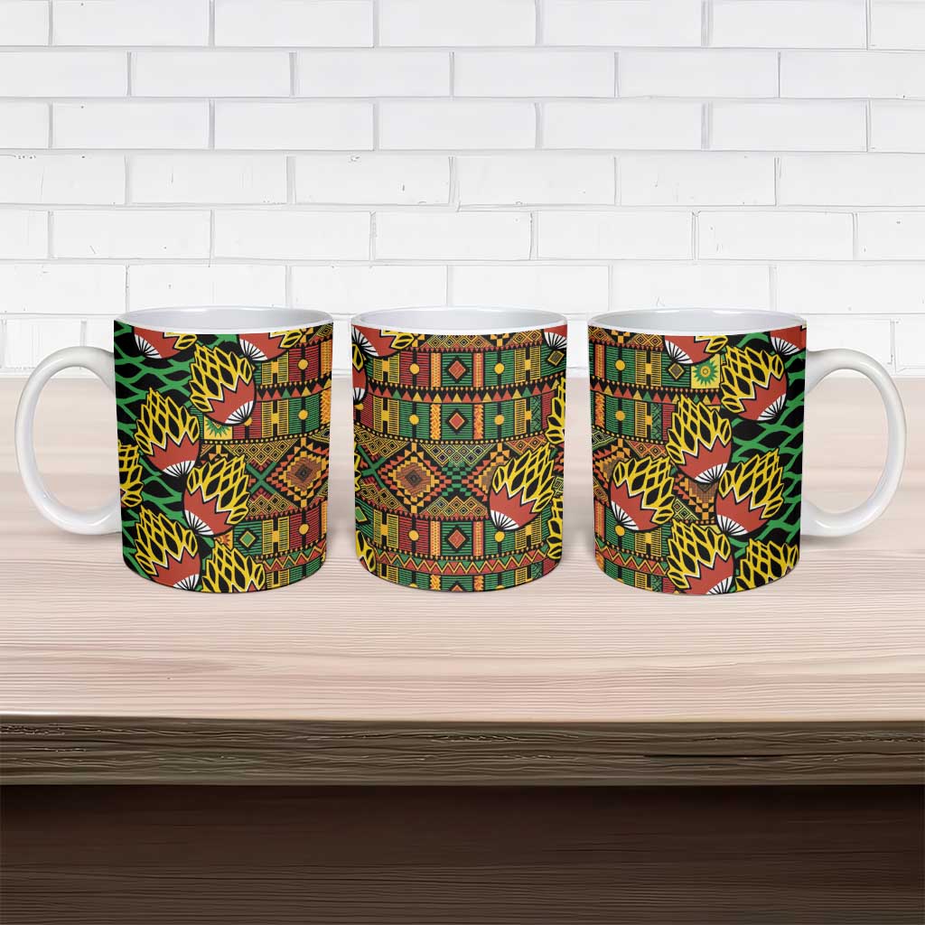 African Tribal Geometric Mixed Kanga Pattern Ceramic Mug