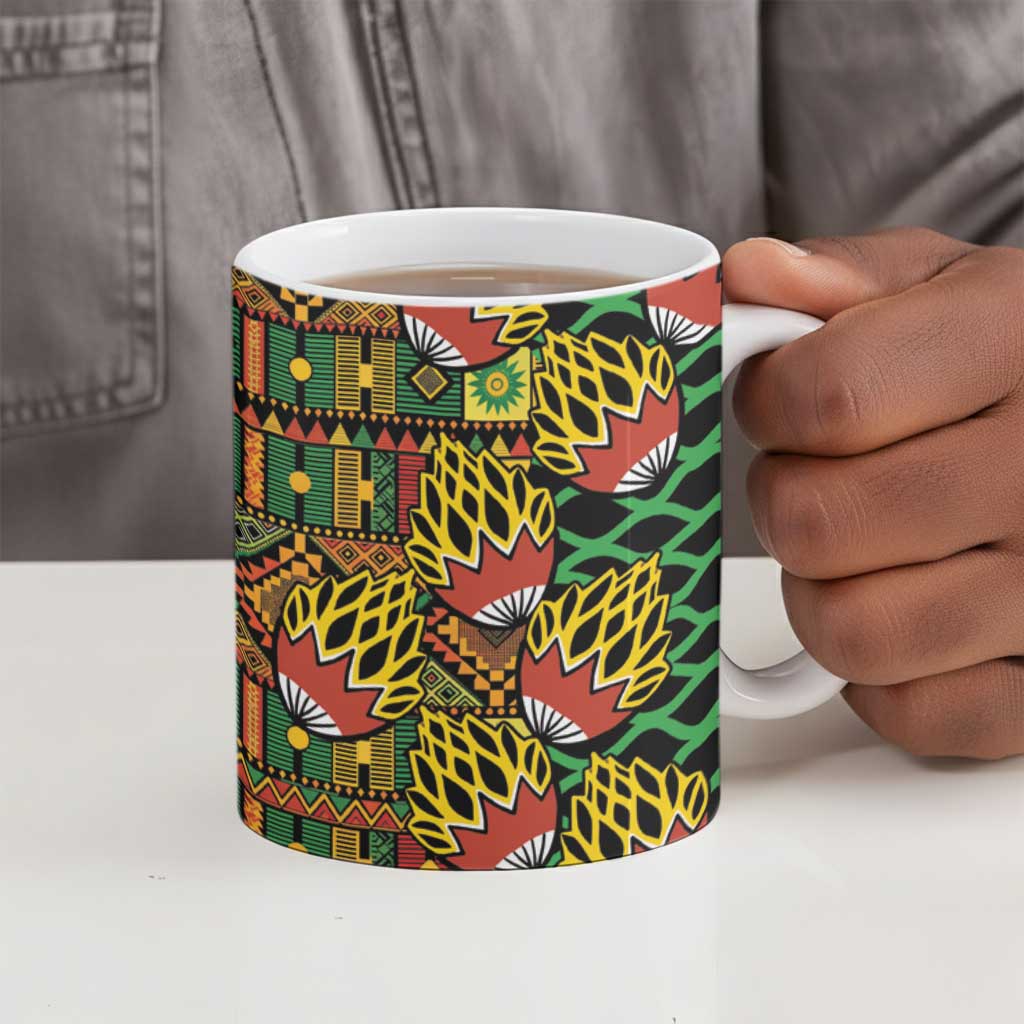 African Tribal Geometric Mixed Kanga Pattern Ceramic Mug