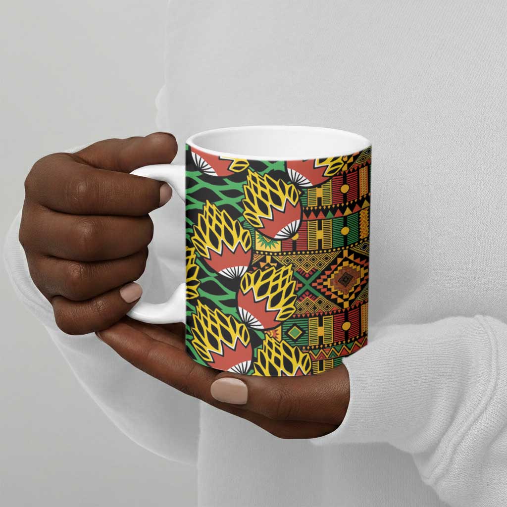 African Tribal Geometric Mixed Kanga Pattern Ceramic Mug