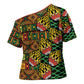 African Tribal Geometric Mixed Kanga Pattern Cross Shoulder Shirt