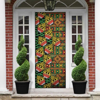 African Tribal Geometric Mixed Kanga Pattern Door Cover