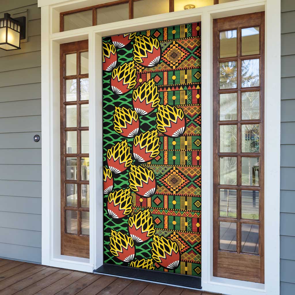 African Tribal Geometric Mixed Kanga Pattern Door Cover