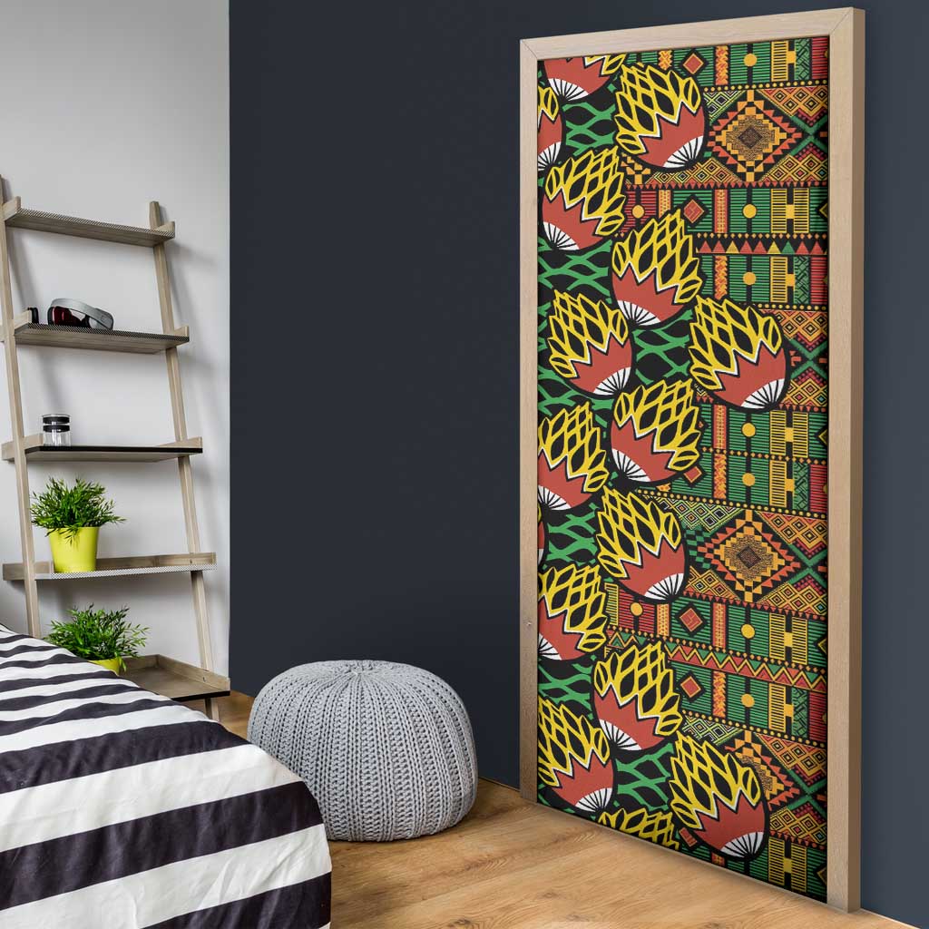 African Tribal Geometric Mixed Kanga Pattern Door Cover