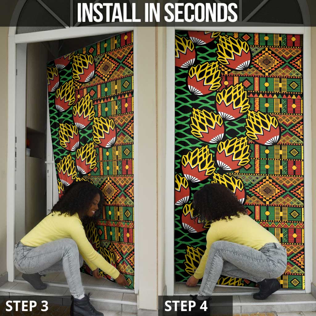 African Tribal Geometric Mixed Kanga Pattern Door Cover
