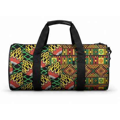 African Tribal Geometric Mixed Kanga Pattern Duffle Bag