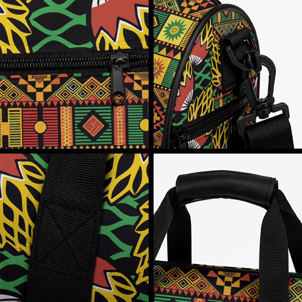 African Tribal Geometric Mixed Kanga Pattern Duffle Bag