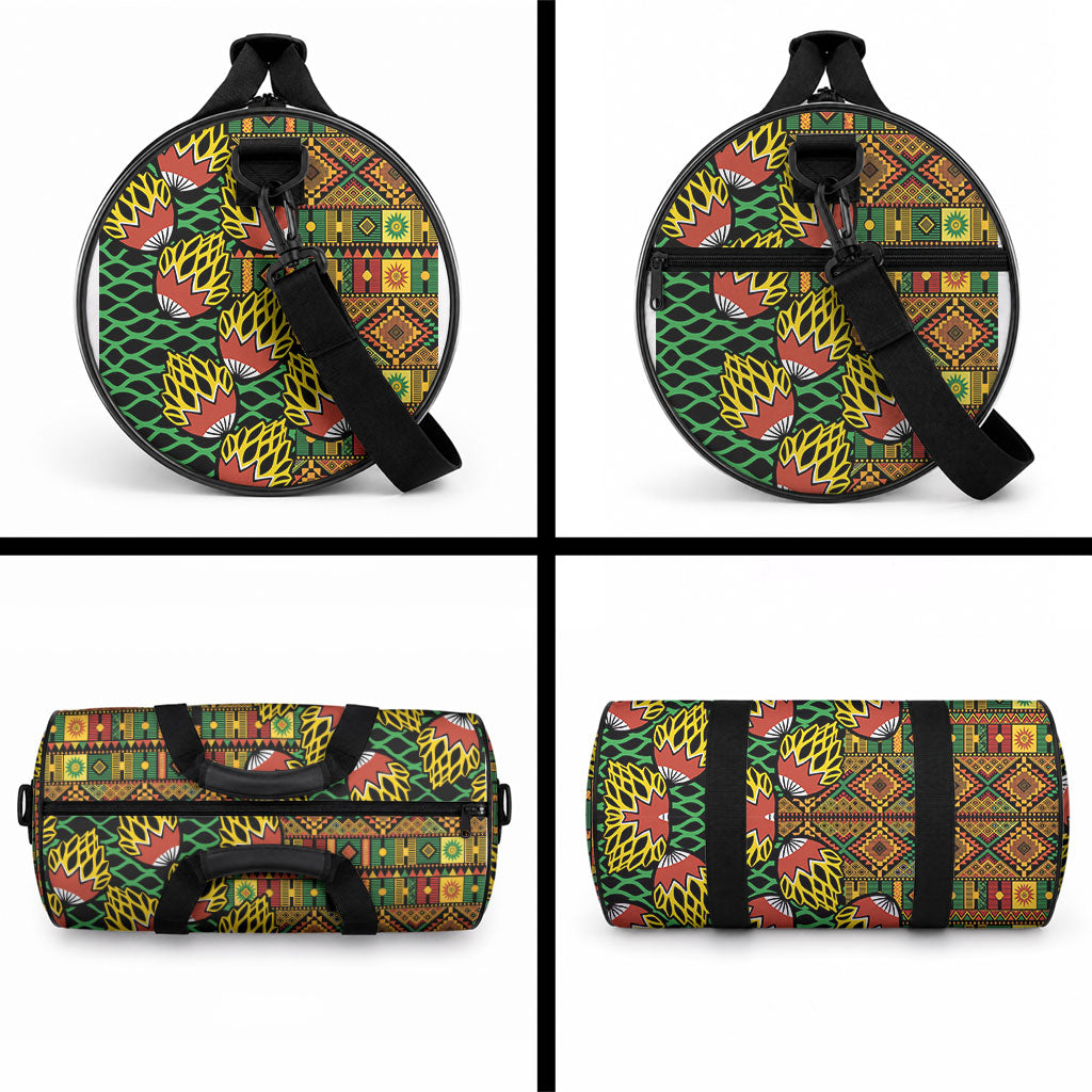 African Tribal Geometric Mixed Kanga Pattern Duffle Bag