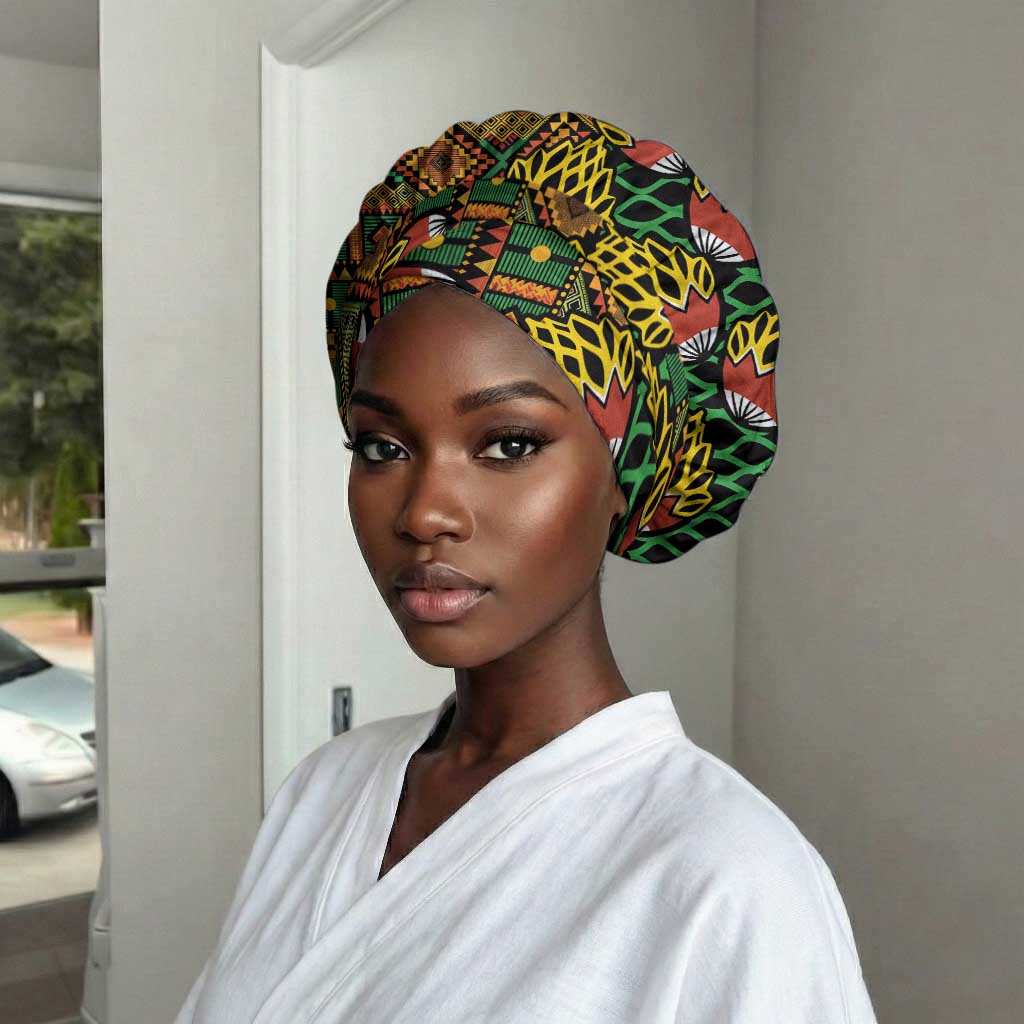 African Tribal Geometric Mixed Kanga Pattern Easy Headwrap