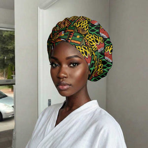 African Tribal Geometric Mixed Kanga Pattern Easy Headwrap