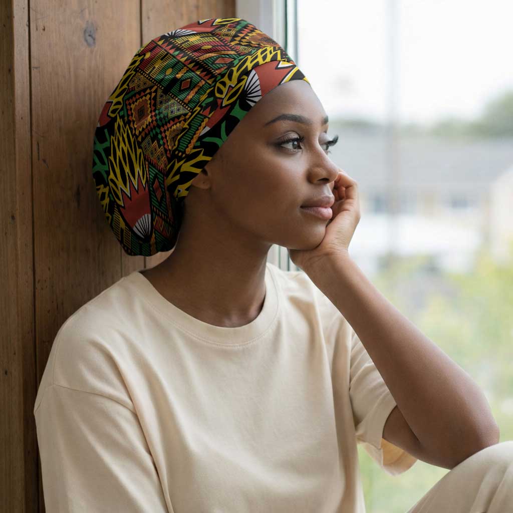 African Tribal Geometric Mixed Kanga Pattern Easy Headwrap