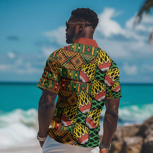 African Tribal Geometric Mixed Kanga Pattern Hawaiian Shirt