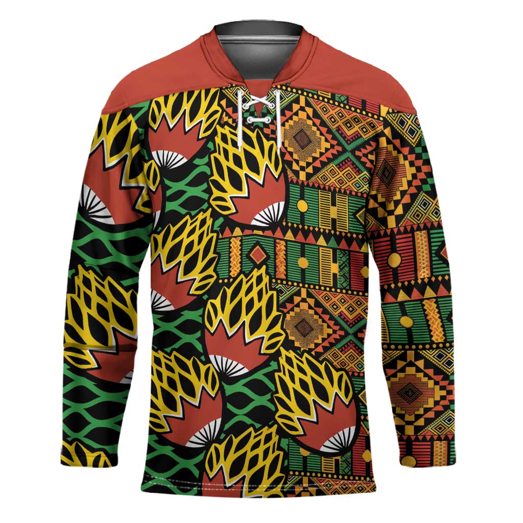 African Tribal Geometric Mixed Kanga Pattern Hockey Jersey