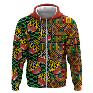 African Tribal Geometric Mixed Kanga Pattern Hoodie