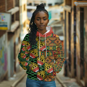 African Tribal Geometric Mixed Kanga Pattern Hoodie