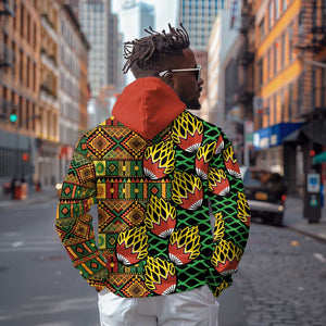 African Tribal Geometric Mixed Kanga Pattern Hoodie