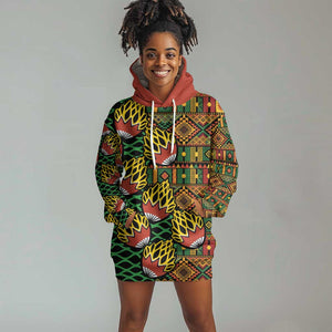 African Tribal Geometric Mixed Kanga Pattern Hoodie Dress