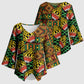 African Tribal Geometric Mixed Kanga Pattern Kimono Sleeve Blouse