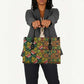 African Tribal Geometric Mixed Kanga Pattern Leather Bag