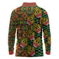 African Tribal Geometric Mixed Kanga Pattern Long Sleeve Polo Shirt