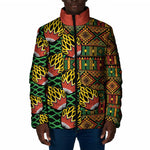 African Tribal Geometric Mixed Kanga Pattern Padded Jacket