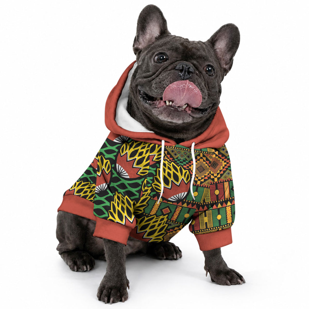 African Tribal Geometric Mixed Kanga Pattern Pet Hoodie