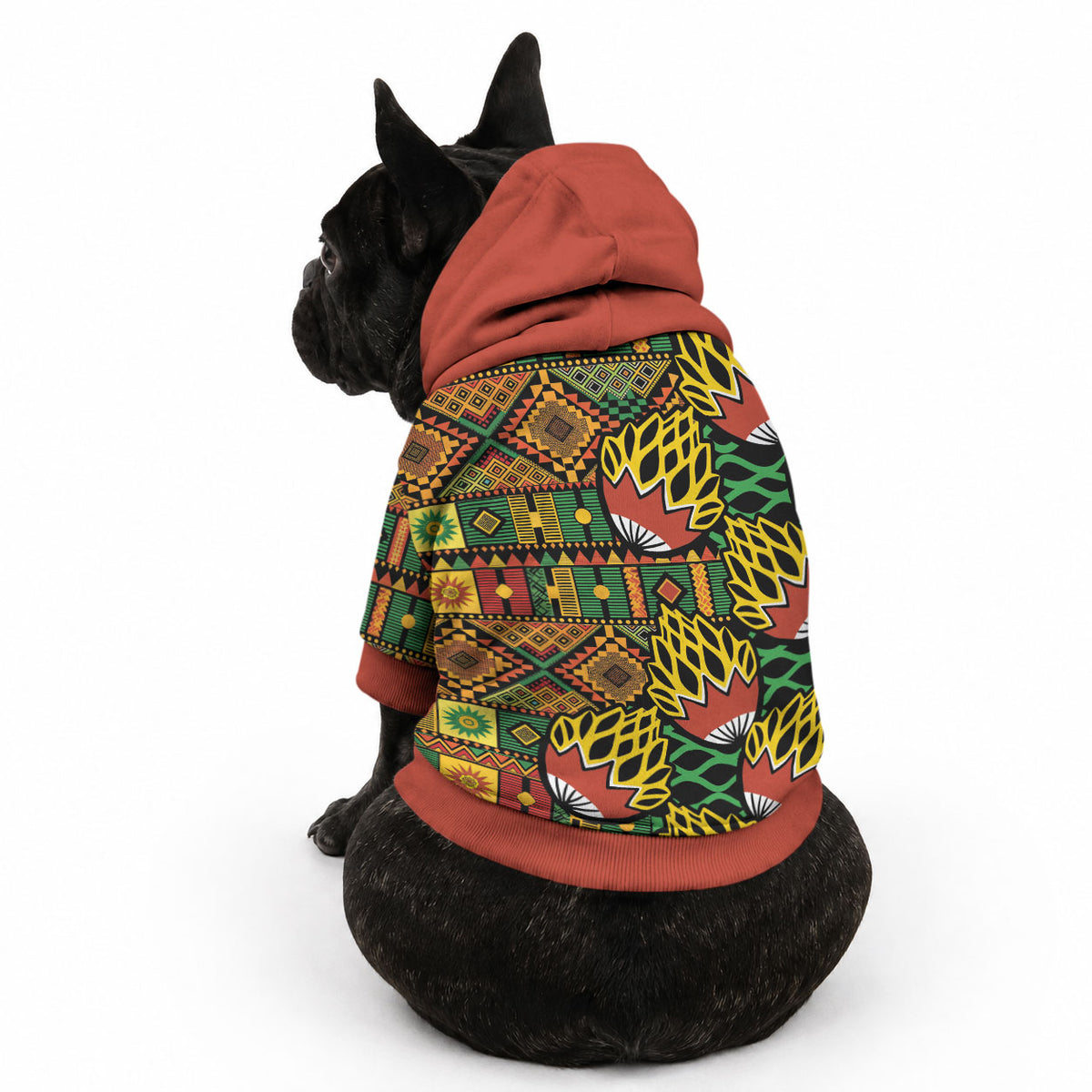 African Tribal Geometric Mixed Kanga Pattern Pet Hoodie