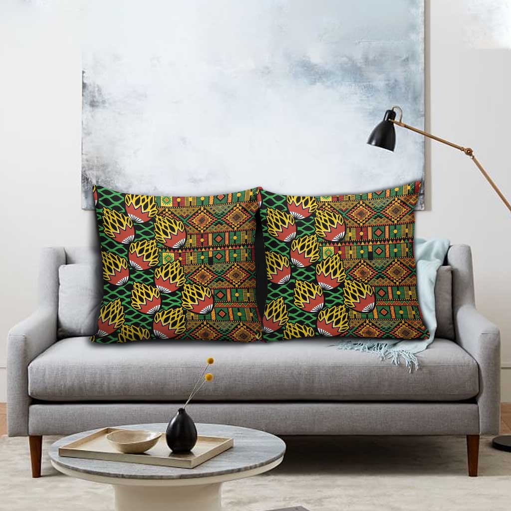 African Tribal Geometric Mixed Kanga Pattern Pillow Cover