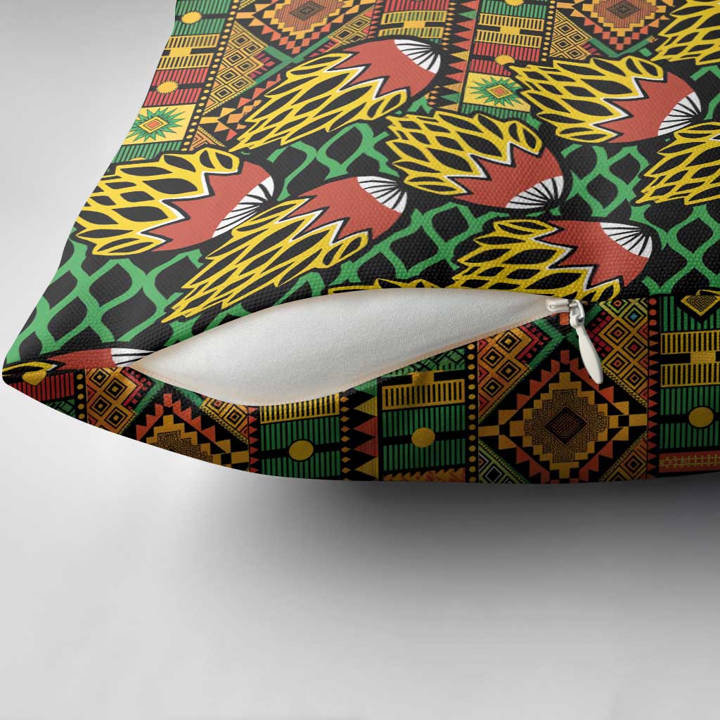 African Tribal Geometric Mixed Kanga Pattern Pillow Cover