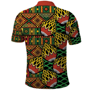 African Tribal Geometric Mixed Kanga Pattern Polo Shirt