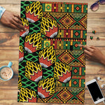 African Tribal Geometric Mixed Kanga Pattern Puzzle