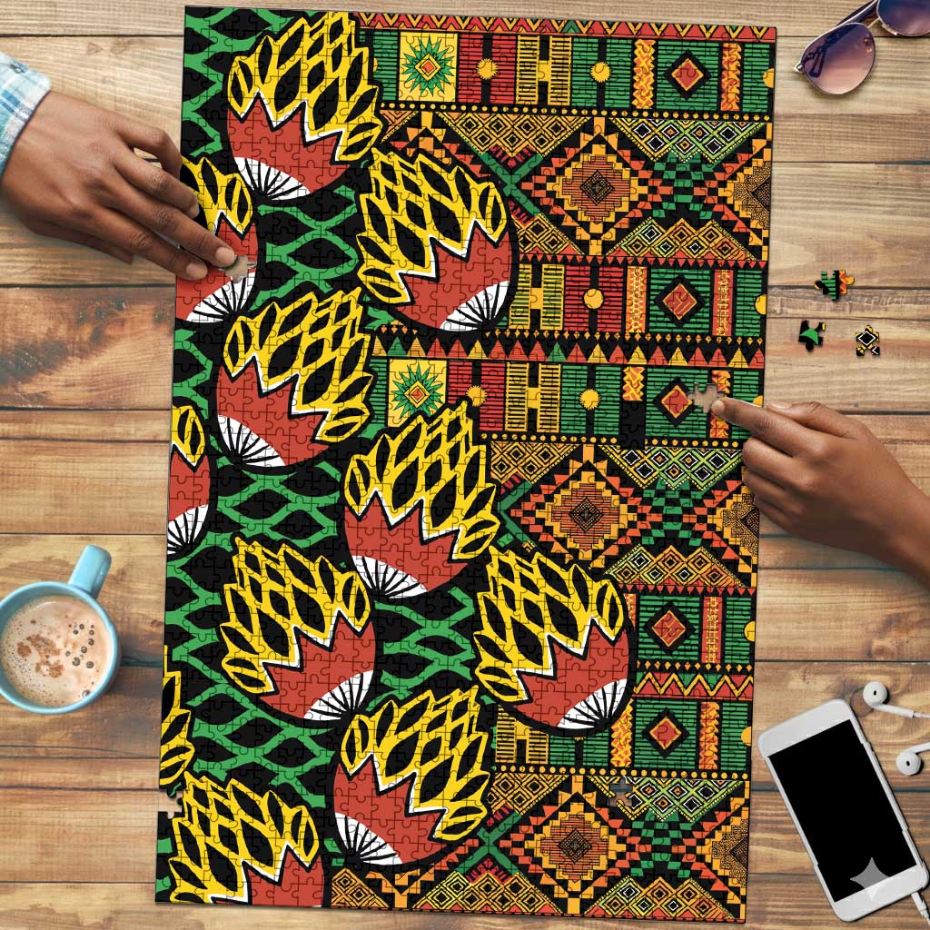 African Tribal Geometric Mixed Kanga Pattern Puzzle