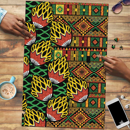African Tribal Geometric Mixed Kanga Pattern Puzzle