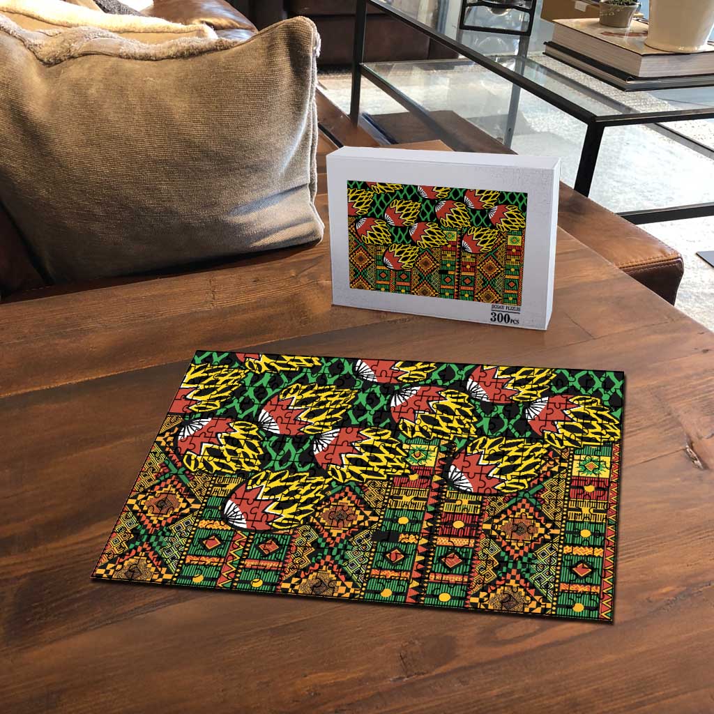 African Tribal Geometric Mixed Kanga Pattern Puzzle