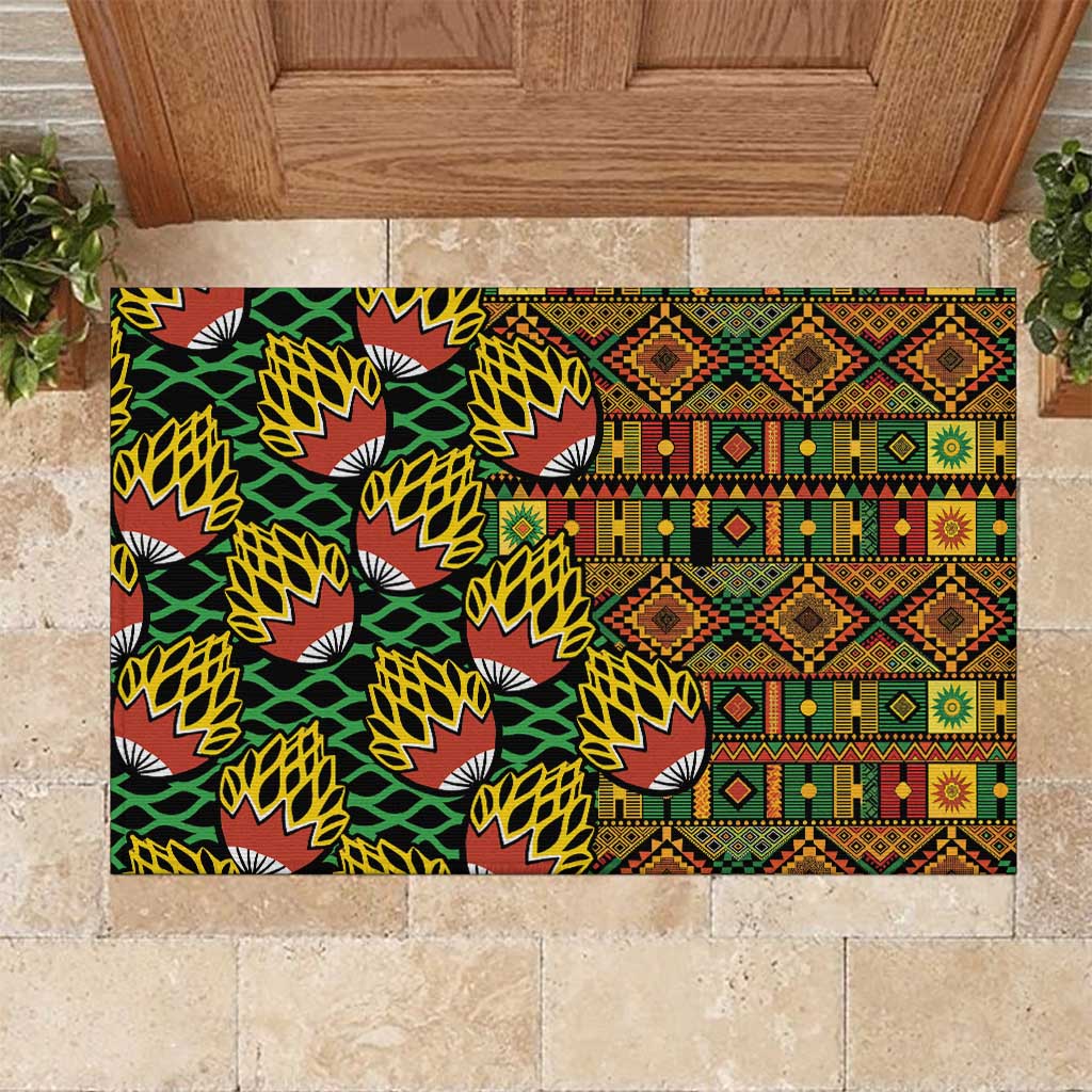 African Tribal Geometric Mixed Kanga Pattern Rubber Doormat